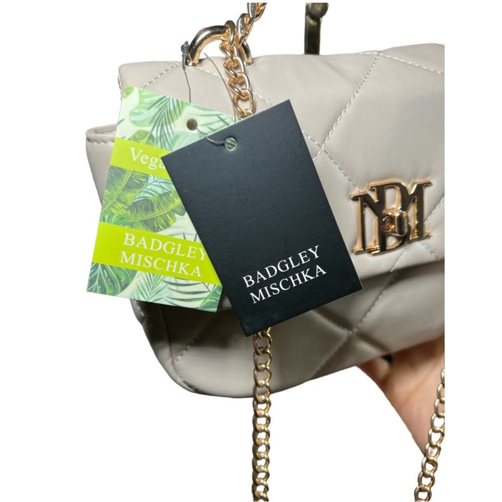 NWT Badgley Mischka Big Diamond Quilted Crossbody Bag - Off White - Picture 6 of 10